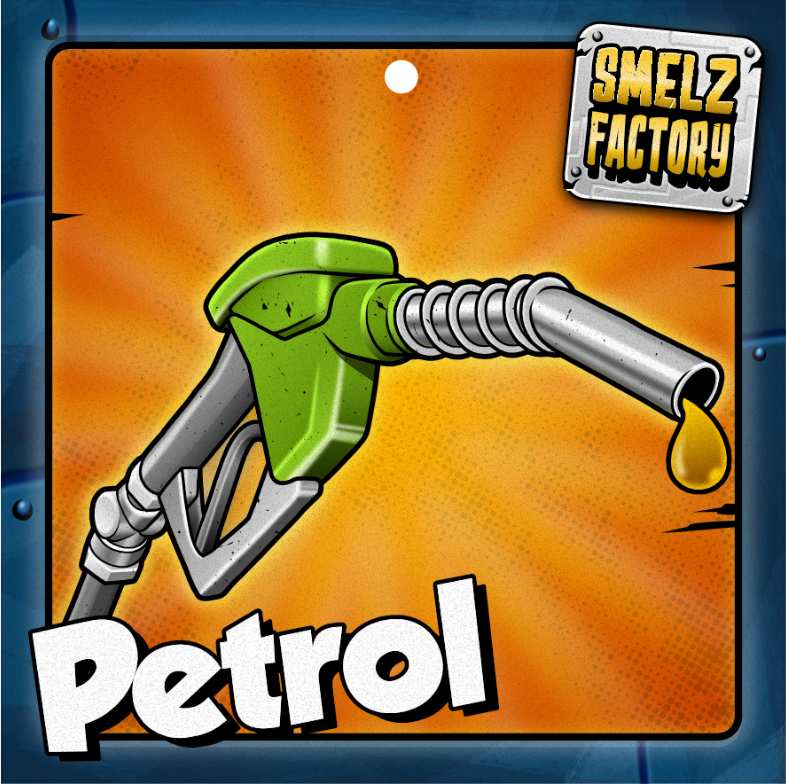 Green and Silver petrol nozzle on an orange background